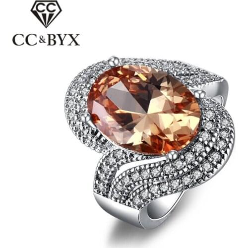 Vintage Big Stone Cocktail Rings For Women White Gold color Party Femal Ring Bijoux Femme Crystal Jewellery Wholesale CC240
