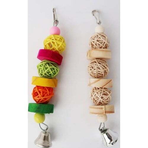 Parrot Chew Strands Wooden Bird Parakeet Bite Molar Toys Rattan Ball Drop Ship