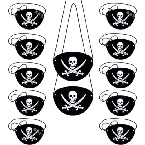10Pcs Felt Pirate Eye Patches Halloween Pirate for Kids Theme Party One Eye Skeleton Captain Eye Patch Halloween Party Masks