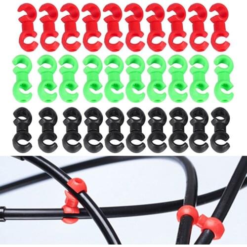 10pcs S Shaped Hook Clips Bike Bicycle Cross Cable Tidy Ties Holder Collect Rotating S Style Buckle Clip HOT Sale Bicycle Acces