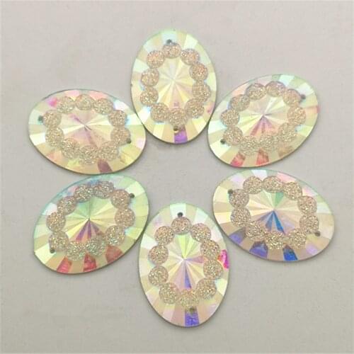 20PCS 13mm*18mm AB Resin Peacock eye Rhinestone Flatback Wedding Diy Button Crafts