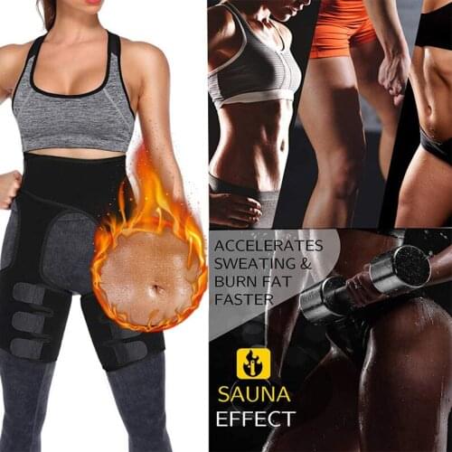Sauna Waist Trainer for Women Sport Sweat Workout Waist Thigh Trimmer Butt Lifter 3 in 1 Waist Cincher Trimmer Belt Fat Burn