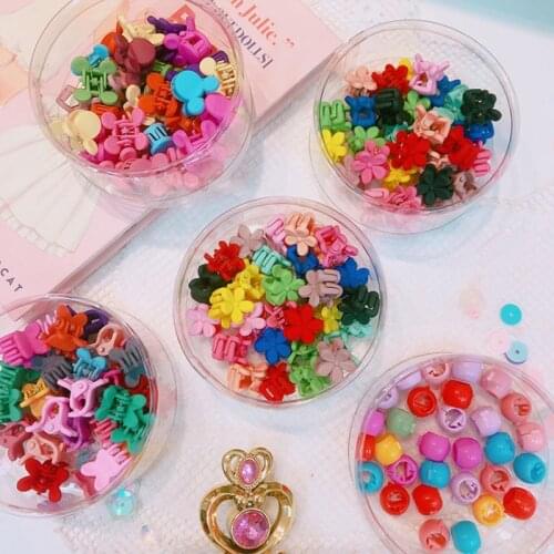 30pcs/set Candy Color Star Bead Shaped Hair Claws Small Hai Clip for Girls Mixed Headband Hair Accessories