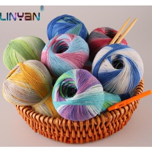 500g Pure natural 48% Cotton yarn for crochet 52% Linen Silk yarn for knitting Section dyeing line Knitting needle thread ZL45