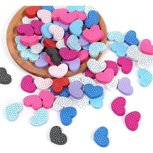 50pcs 19x25MM Solid Heart Shape Wood Spacer Beads Wooden Loose Beads Balls for DIY Art & Craft Project and Jewelry Making