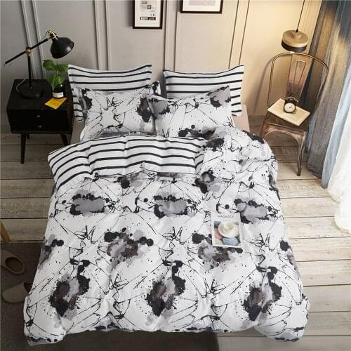 Ink Personality Bedspread Bedroom Bedding Comfortable Black &White Printed Duvet Cover (2/3 Piece Set) Single Double Super Large