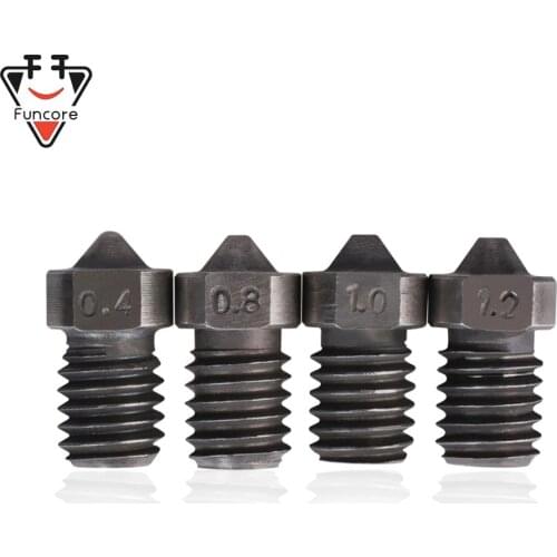 FUNCORE 3D Printer Parts E3D V6 Nozzle Hardened Steel Nozzle M6 Thread 1.75mm 0.4/0.6/0.8/1.0mm Filament High Quality Nozzle