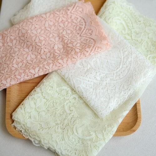 20Yards Orange Pink Embroidered Stretch Elastic Lace Trim For Bra Lingerie Sewing Underwear Fabric Accessories 22cm Width