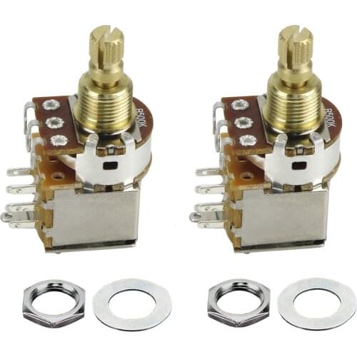 FLEOR 2PCS Push Push Guitar Potentiometer Pot Switch B500K Linear Taper Volume Control Copper Short Split Shaft Pot