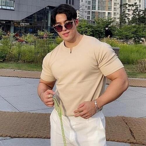 2021 Mens T-shirt Summer Casual T Shirt Men Clothing V-neck Male Tee Tops Hip Hop Streetwear Tshirt Fashion T Shirt For Men