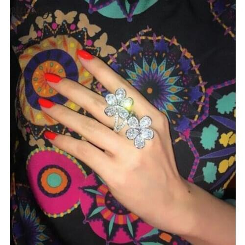 Choucong Fine Big Flower Promise Finger Ring 925 sterling Silver AAAAA cz Engagement Band Rings For Women Wedding Jewelry Gift