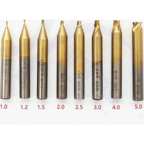 2.5mm Hss Titanized End Mill Milling Set Key Cutter Cutting Machine Parts Locksmith Tools Cutters Bits Drill