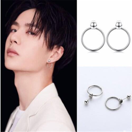Circle Copper Bead Earrings Fashion Copper Bead Earring Simple Ring Back Hanging Earrings Creative Mens And Womens Earrings