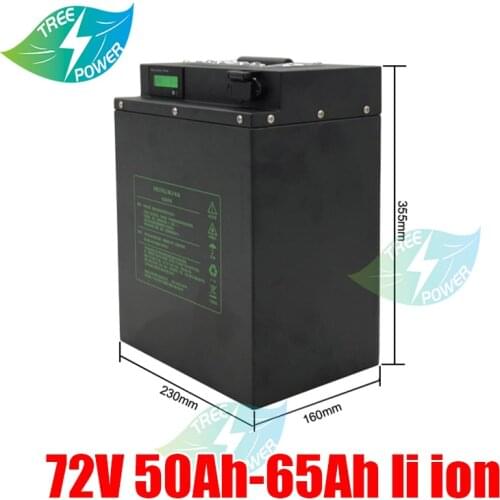 High capacity 72v 50Ah 55Ah 60Ah 65Ah li-ion lithium for 3000w bicycle battery bike tricycle motorhome inverter +10A charger