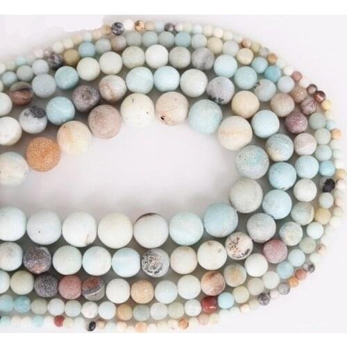 Matte Amazonite Loose Beads Natural Gemstone Smooth Round for Jewelry Making