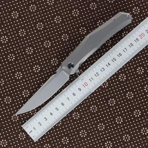 Green thorn Ｍini persian flipper knife D2 blade Titanium alloy handle Camping outdoor fruit knife practical folding knife EDC