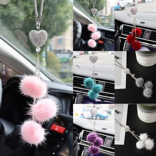 Mini Diamond Crystal Car Rearview Pendant Bling Cute Hairball Decoration Home Decor Wall Hanging Adornment Handmade Gifts