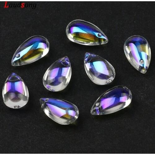 Fashion 6x9mm 7x14mm ABS Drop Transparent Glass Charm Pendants For Jewelry Making DIY Necklace Bracelet Earrings Charms Finding