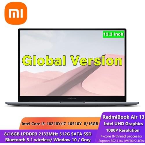 Xiaomi RedmiBook Air 13 Laptop Intel Core I5-10210Y/I7-10510Y Processor 8G/16G LPDDR 512GB 2.5K Screen 100%sRGB Gray