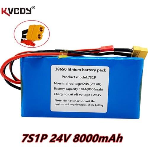 New 7s1p 24V 8000mah lithium ion battery pack is suitable for scooter toy bicycle with built-in BMS and charger sales