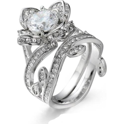 Superior quality Round silvery Ring Engagement Rings 6 Prongs Setting Cubic Zirconia Anel White crystal Jewelry For Women Love