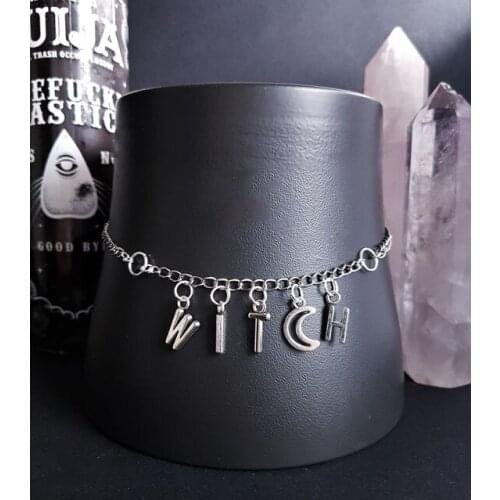 Witch necklace/gothic five-pointed star and witch letter necklace