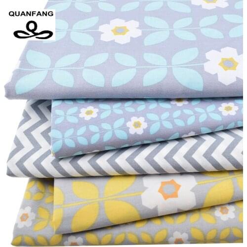New Twill Cotton Fabric Patchwork Gray Tissue Cloth Fat Quarter Bundle Of Handmade DIY Quilting Sewing Textile Material 5pcs/lot