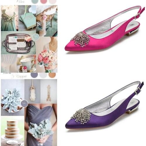 MarHermoso Slingback Wedding Flats For Bride Pointed Toe Women Evening Party Shoes Satin Extra Size Casual Low-heeled White