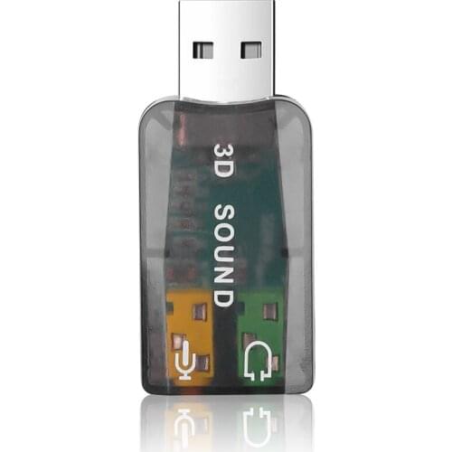 USB Sound Card Adapter Audio 5.1 virtual 3D USB to 3.5mm microphone Speaker headphone Interface For Laptop PC