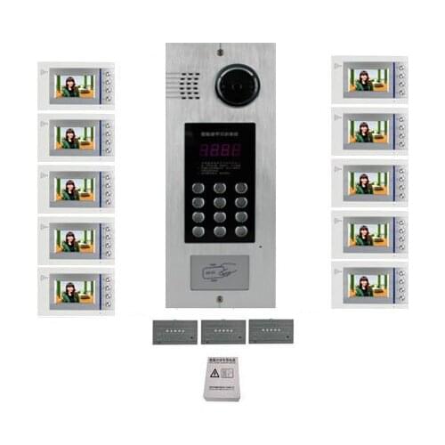XinSiLu Building Home security Video Intercom System 4.3" LCD Video Door Phone IR Home Video Doorbell For 10-Apartments 1 Doors