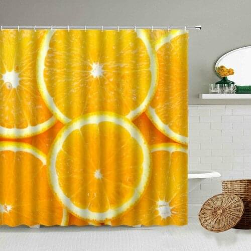 Yellow Orange Lemon Banana Fresh Fruit Shower Curtain Summer Kitchen Curtains Bathroom Decoration Partition Waterproof Screen