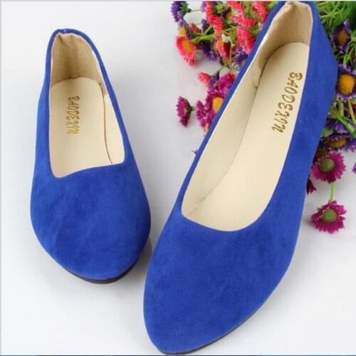 2021 spring autumn womens shoes flat shoes sweet multi-color working shoes foreign trade large size womens blue shoes 35-43