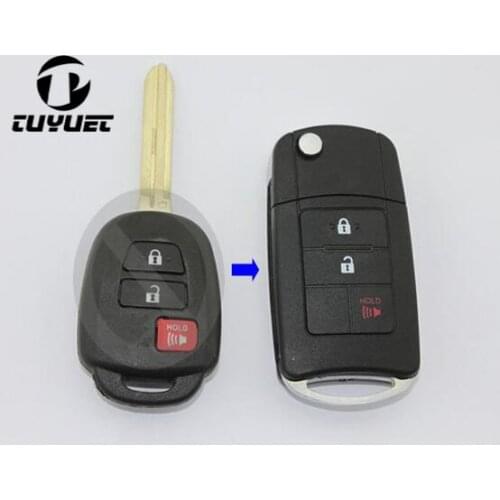 2+1 Buttons Modified Flip Folding Remote Key Shell For Toyota RAV4 3 Button FOB Car Key Case Blanks