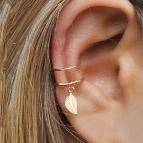 5pcs/set 2020 Fashion Gold Color Ear Cuffs Leaf Clip Earrings for Women Climbers No Piercing Fake Cartilage Earring Jewelry