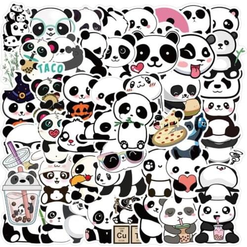 50Pcs Animal Panda Stickers Luggage Guitar Skateboard Laptop Cartoon Toy Cute Animal Panda Decal Graffiti Sticker