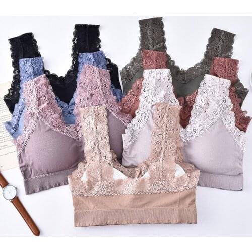 Seamless Underwear Women Crop Top Female Sexy Lingerie Without Steel Ring Cropped Sports Bralette Padded Camisole Lace Tops Tank
