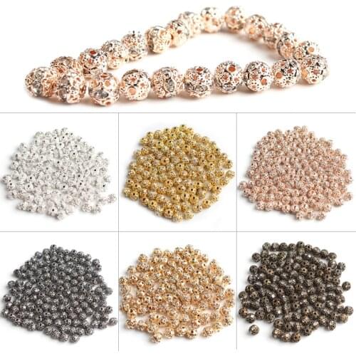 6mm Metal Rose Gold Silver Plated Crystal Rhinestone Ball Spacer Loose Beads For Jewelry Making Diy Bracelet 50pcs