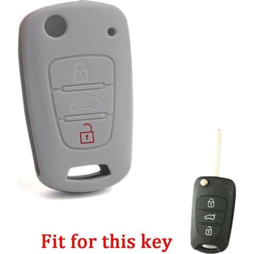 Fit For Kia Hyundai 3 Buttons Car Remote Control Key Cover Rubber Silicone Case Gray Color Styling Decorative Accessories