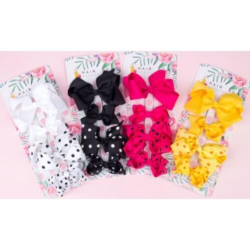 Dot Print Baby Ribbon Bows Children Solid Bowknot Hairpins Kids Top Hairbows Large Size Girl Hair Clip Barrettes Hair Accessory