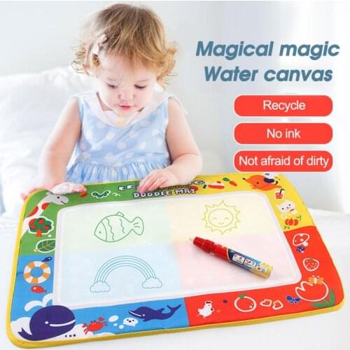29*19cm Childrens Magical Magic Water Canvas Kids Water Painting Drawing Toy Mat Board With Magic Pen Kid Xmas New Year Gift