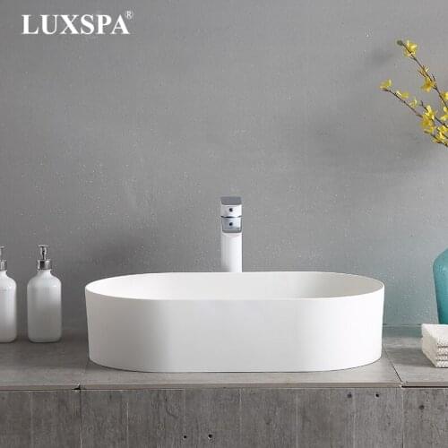 European Design Matt White Round Corner Design Artificial Stone Solid Surface Basin
