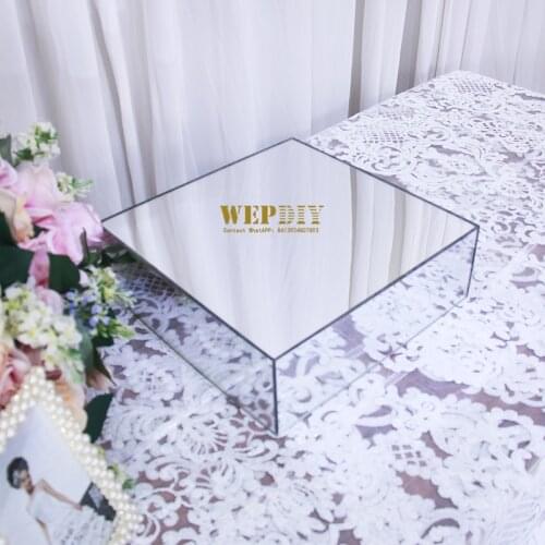 European style Retro Gold Metal Home Decoration Glass Mirror Tray Cake Stands Fruit Plate For Birthday Party Bar