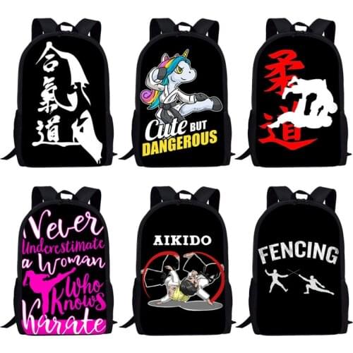 HYCOOL Aikido Kids Backpack Taekwondo Martial Judo School Bags for Boys Girls Casual Book Bags Cool Children Schoolbag Rucksack