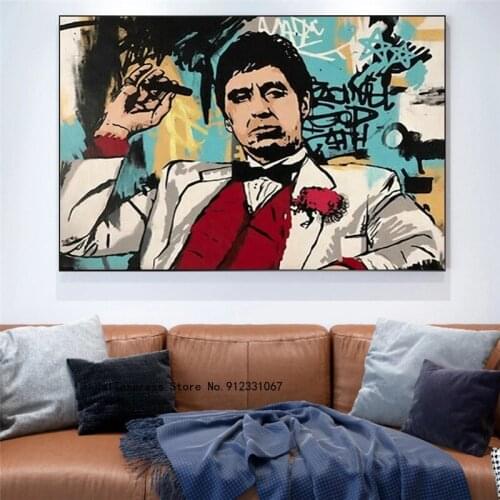 Movie Godfather Al Pacino Graffiti Art Canvas Paintings Posters and Prints Wall Art Pictures for Living Room Decor Canvas