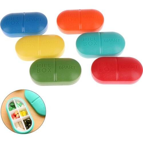 1PC Solid Color Pill Box Case Medicine Container Dispenser Vitamin Organiser 6 Days Plastic Case