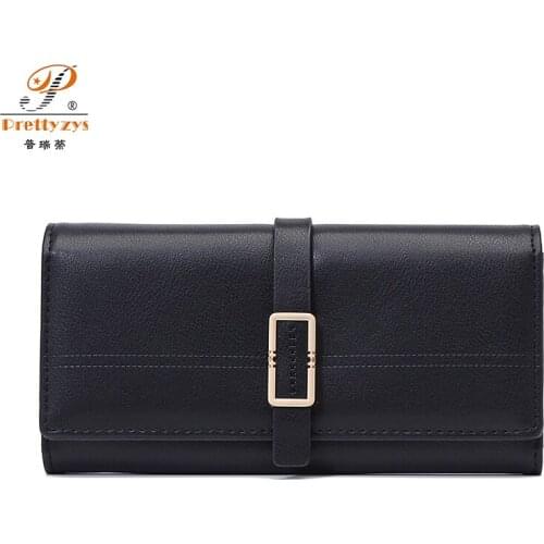 Prettyzys Women Fashion PU Leather Trifold Large Capacity Card Holder Ladies Purse Female Wallets Long Clutch Carteras