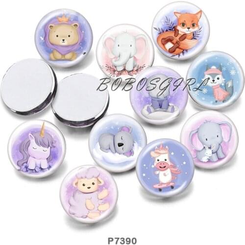 Cartoon Animals 12mm18mm 20mm Snap button jewelry DIY Bracelet Round photo glass cabochons P7390