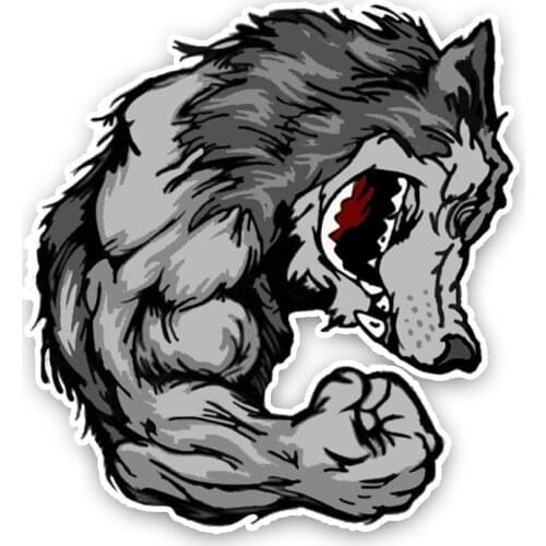 LLY-0742 Classic Fashion Car Sticker Funny Muscle Wolf Modeling Decal PVC Auto Motorcycle Cover Scratches Waterproof Decals