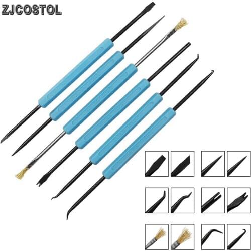ZJCOSTOL 6 in 1 Steel Solder Assist BGA PCB Repair Tool Set Precision Electronic Components Welding Grinding Cleaning Hand Tools
