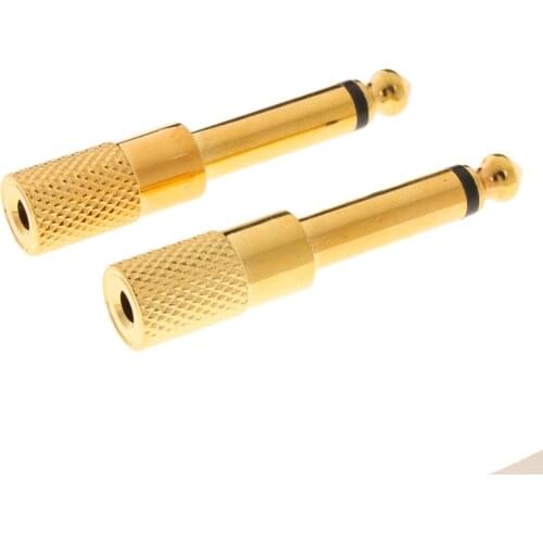 Pack of 2 Metal Audio Stereo Microphone Mic Adapters Converters 3.5mm to 6.35mm Jack